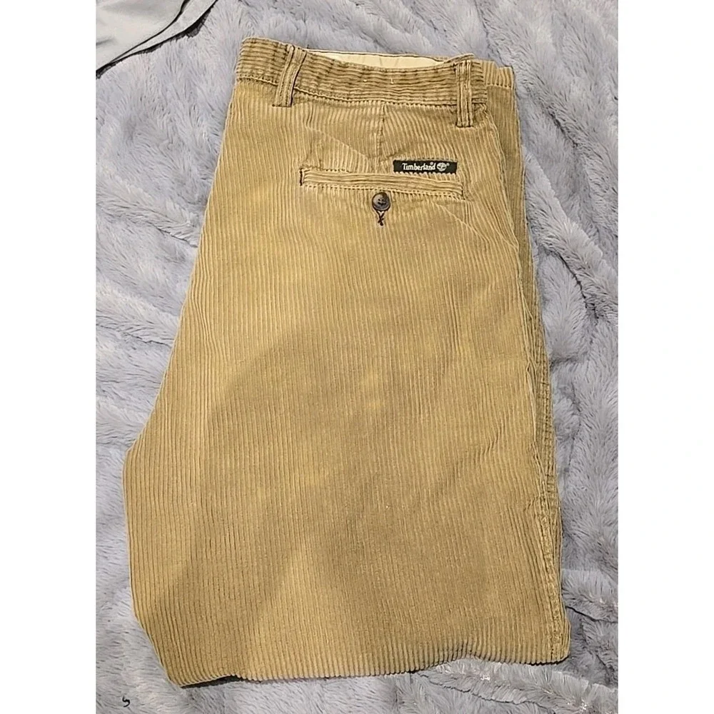 Timberland Mens Corduroy Pants Tan Pleated Front 100% Cotton Size 36 RN 76382‎
